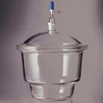 Corning PYREX 24/29 Standard Taper Stopcock Vacuum-Rated Glass Desiccators, Complete (Bowl and Cover)