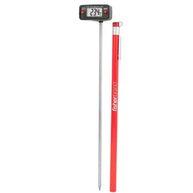 Fisherbrand Traceable Digital Thermometer with Stainless-Steel Stem, 0.25 in. LCD Screen, and Protective Guard
