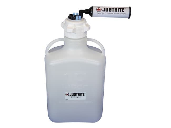 Justrite™ VaporTrap™ HDPE Rectangular Carboy with Filter Kit, Four 1/8 in. and Four 1/4 in. Ports