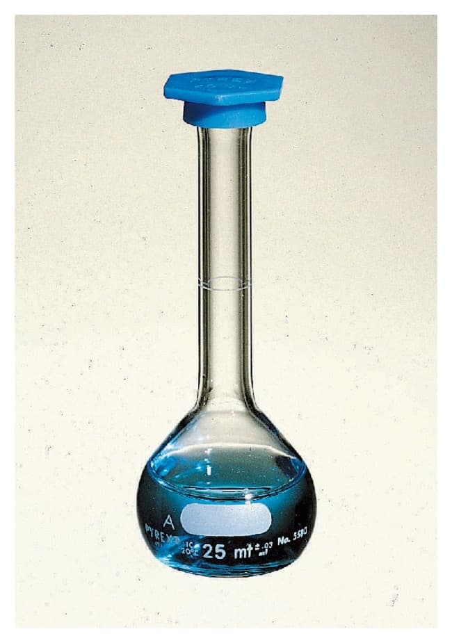 Corning™ PYREX™ Class A Volumetric Flask with Polyethylene Snap-Cap